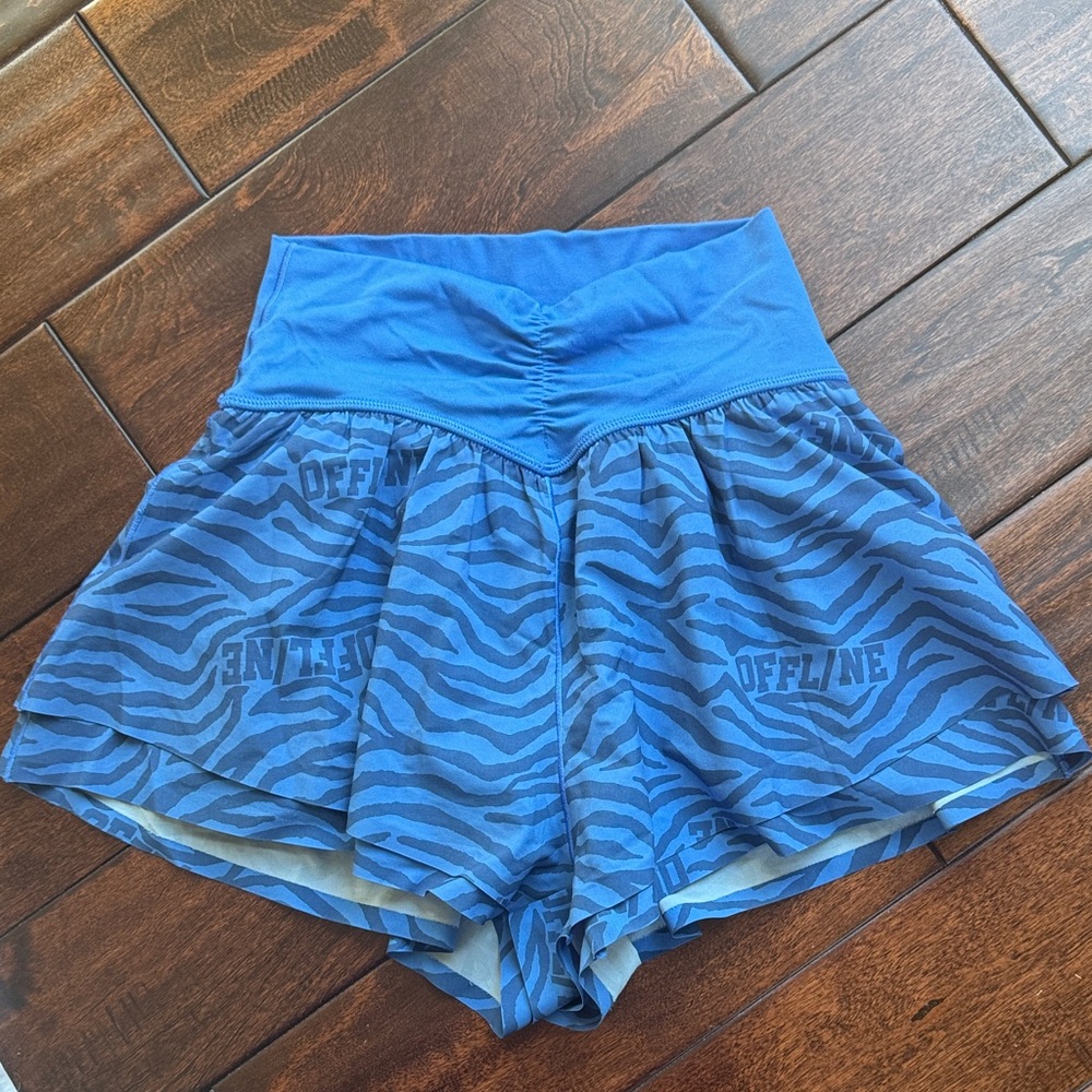 Aerie Blue Zebra Pattern Athletic Shorts